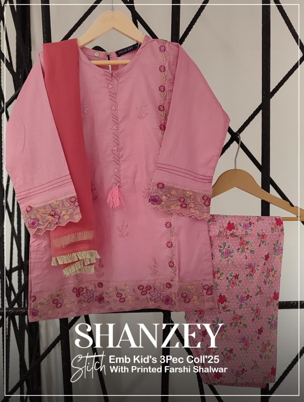 Shanzey  Embroidered Pret Lawn With Printed Farshi Shalwar Girls Edit'25