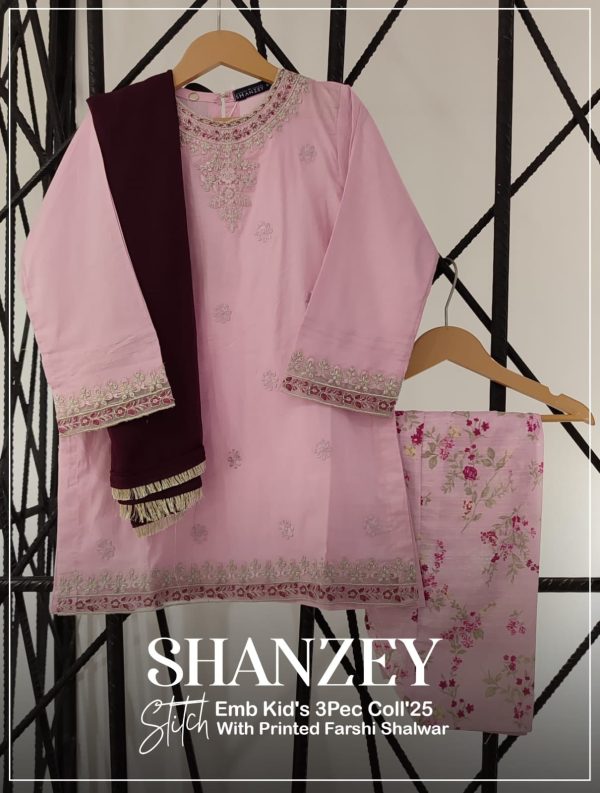 Shanzey  Embroidered Pret Lawn With Printed Farshi Shalwar Girls Edit'25
