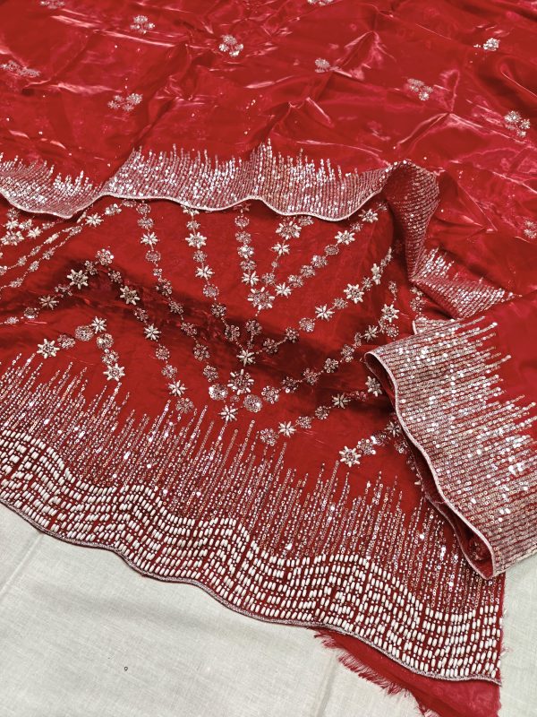 Party Wear Collection Silk 2PC Fabric Soft China Silk  Cut Dana Embroidered Shirt  and  Embroidered Silk Dupatta  🪡 - Image 7