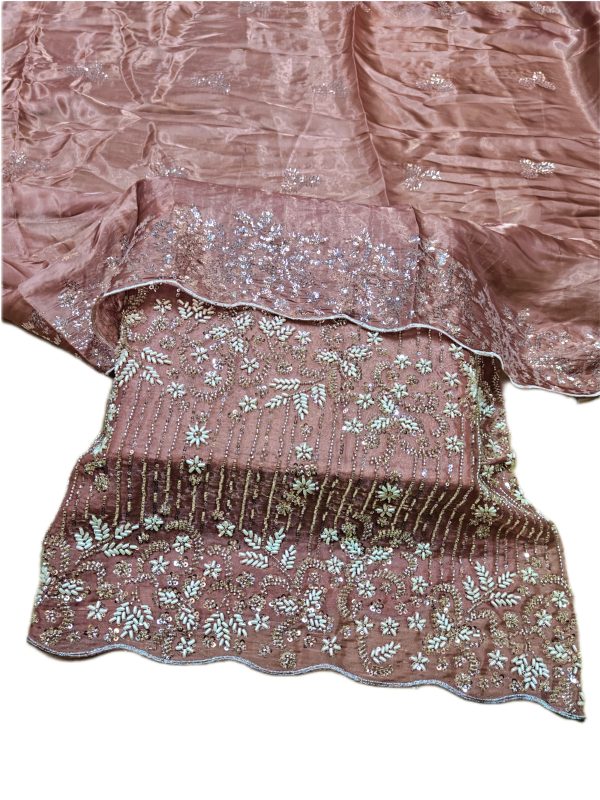 Party Wear Collection Silk 2PC Fabric Soft China Silk  Cut Dana Embroidered Shirt  and  Embroidered Silk Dupatta  🪡 - Image 5
