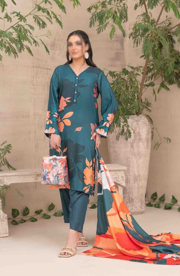 LAYINA Digital Printed Pret with Matching Handbag By Tawakkal Fabrics - Image 6