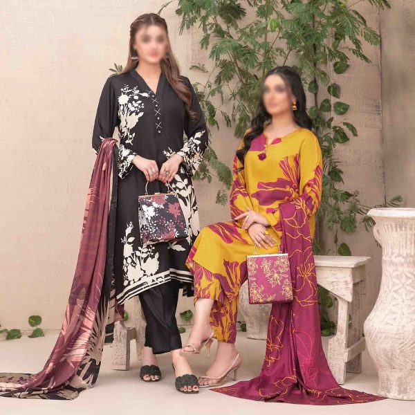 LAYINA Digital Printed Pret with Matching Handbag By Tawakkal Fabrics