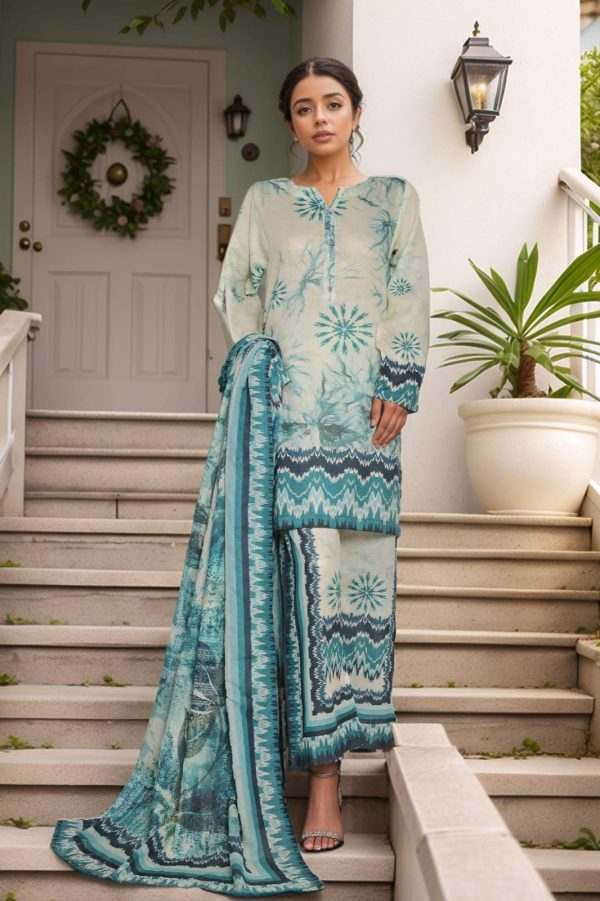 Sada Bahar Stitched 3 Piece Printed Shimmered Cambric Collection'2025