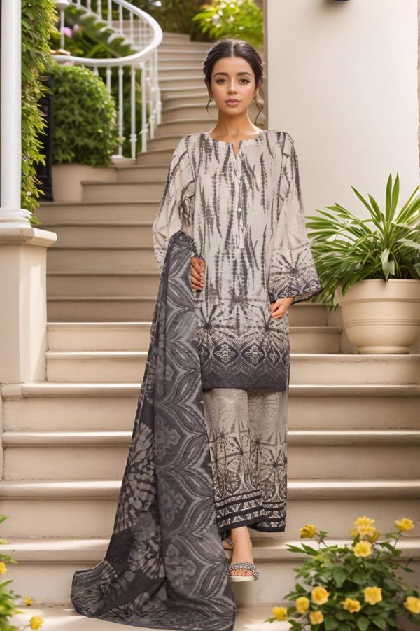 Sada Bahar Stitched 3 Piece Printed Shimmered Cambric Collection'2025 - Image 3