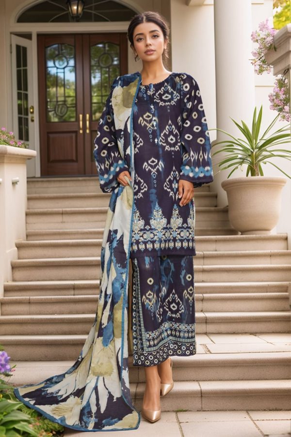 Sada Bahar Stitched 3 Piece Printed Shimmered Cambric Collection'2025 - Image 4