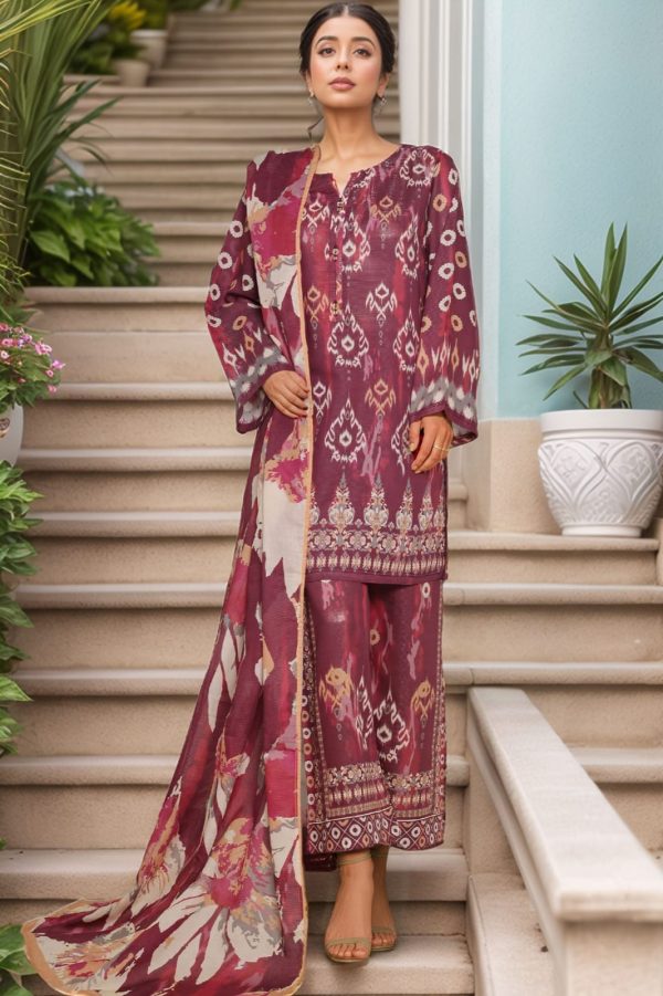 Sada Bahar Stitched 3 Piece Printed Shimmered Cambric Collection'2025 - Image 6