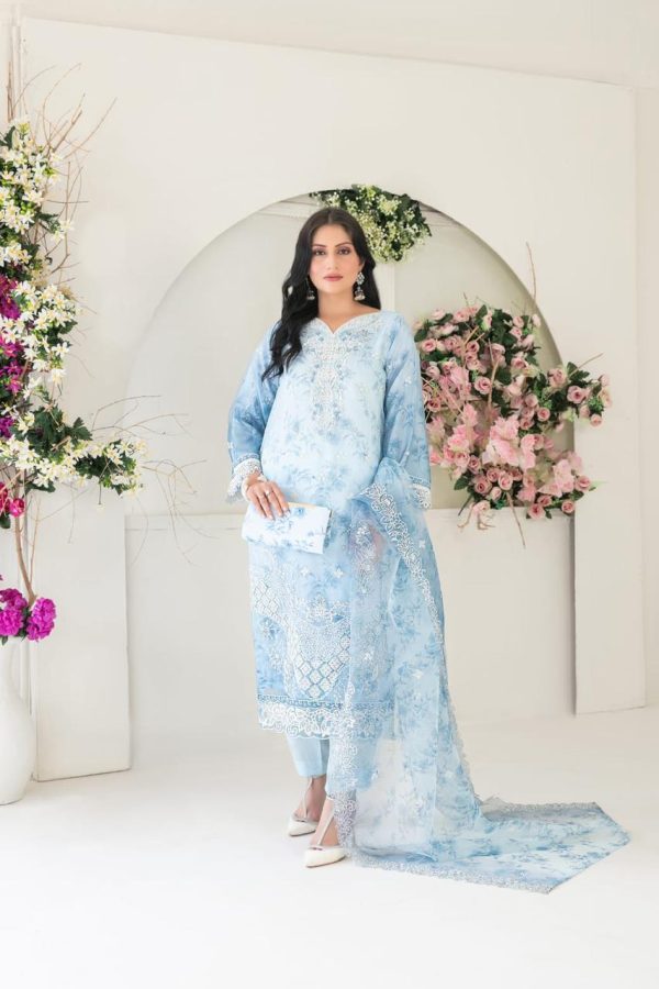 🎗 GULYAZ 🎗 Stitched Fancy Exclusive Embroidered Organza Shirt with Embellishments & Printed Silk Inner - Image 7