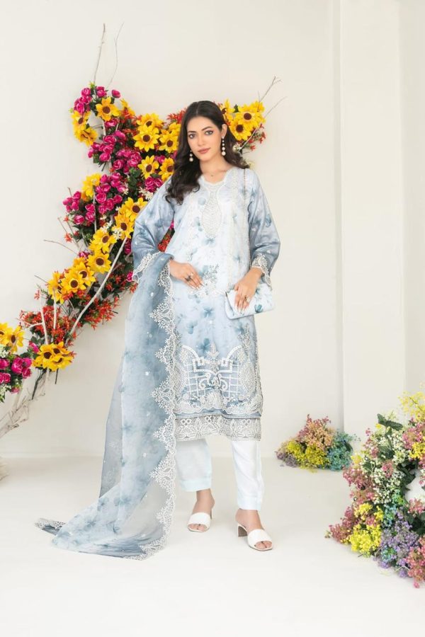 🎗 GULYAZ 🎗 Stitched Fancy Exclusive Embroidered Organza Shirt with Embellishments & Printed Silk Inner