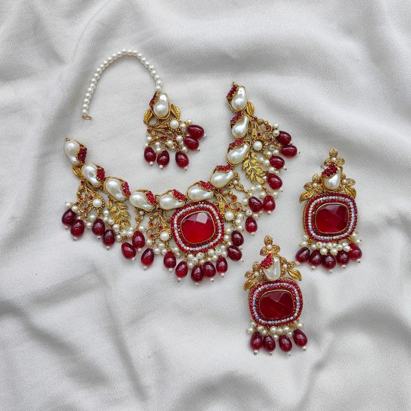 Luxury Turkish Gemstone & Mother Pearl Necklace Set