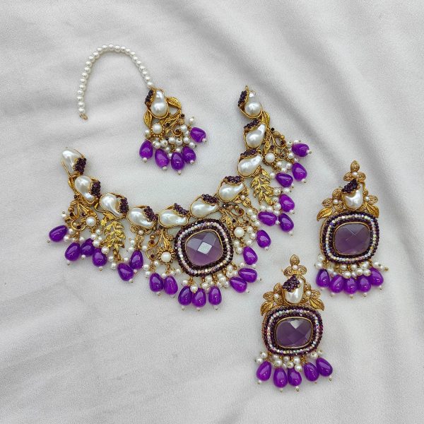 Luxury Turkish Gemstone & Mother Pearl Necklace Set - Image 4
