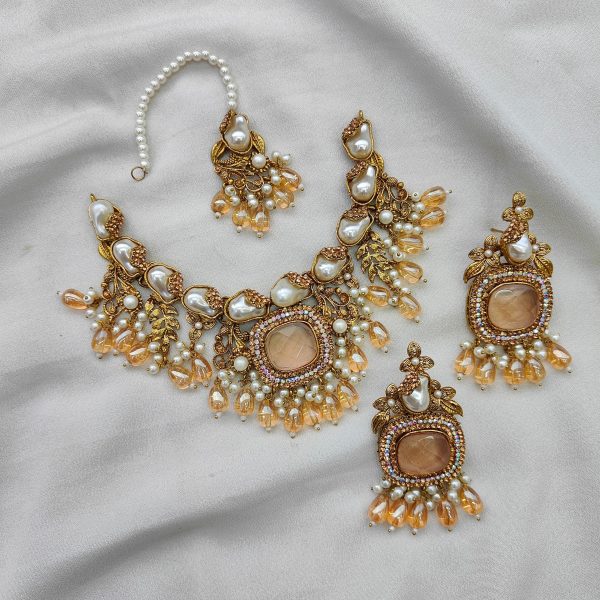 Luxury Turkish Gemstone & Mother Pearl Necklace Set - Image 2