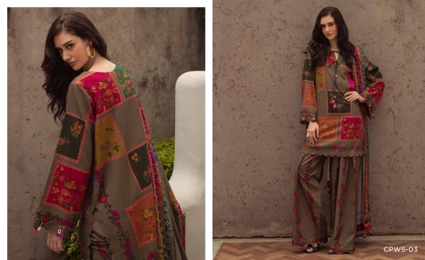 Charizma C-Print Printed Linen suit with Printed Irish Lenin Shawl Vol.1 * 3Pcs  Unstitched Collection - Image 7