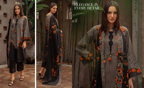 Charizma C-Print Printed Linen suit with Printed Irish Lenin Shawl Vol.1 * 3Pcs  Unstitched Collection - Image 3