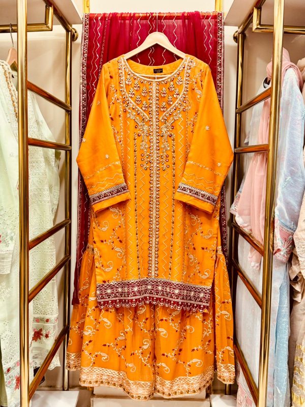 *GHARARA COLLCTION* CHIFFON 3 PIECE WITH GHARARA PANT* - Image 3