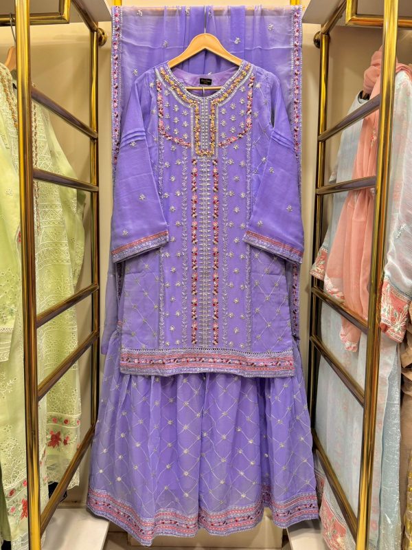 *GHARARA COLLCTION* CHIFFON 3 PIECE WITH GHARARA PANT* - Image 4