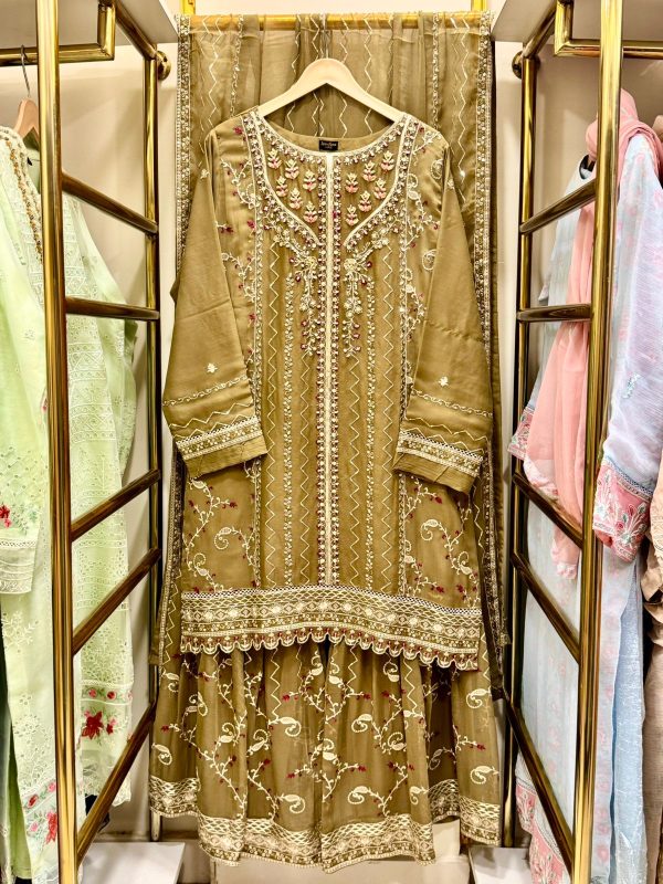*GHARARA COLLCTION* CHIFFON 3 PIECE WITH GHARARA PANT* - Image 5