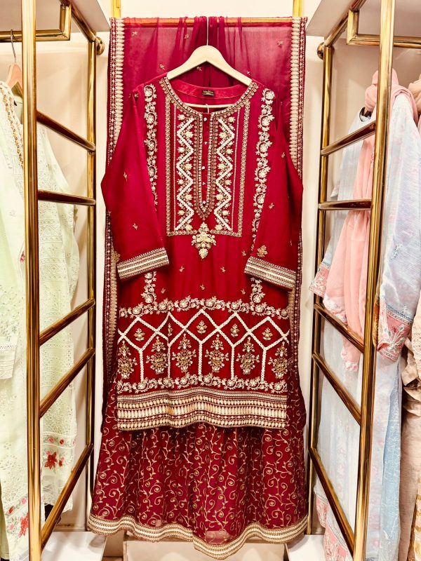 *GHARARA COLLCTION* CHIFFON 3 PIECE WITH GHARARA PANT* - Image 8
