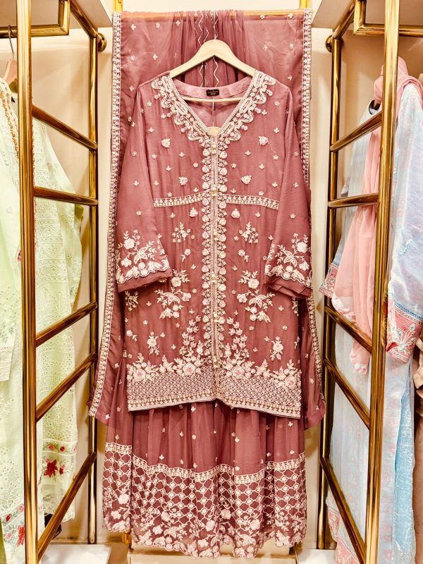 *GHARARA COLLCTION* CHIFFON 3 PIECE WITH GHARARA PANT* - Image 9