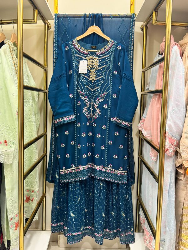 *GHARARA COLLCTION* CHIFFON 3 PIECE WITH GHARARA PANT* - Image 10