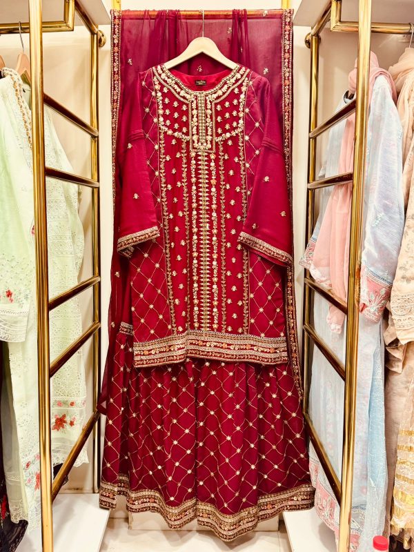 *GHARARA COLLCTION* CHIFFON 3 PIECE WITH GHARARA PANT* - Image 12