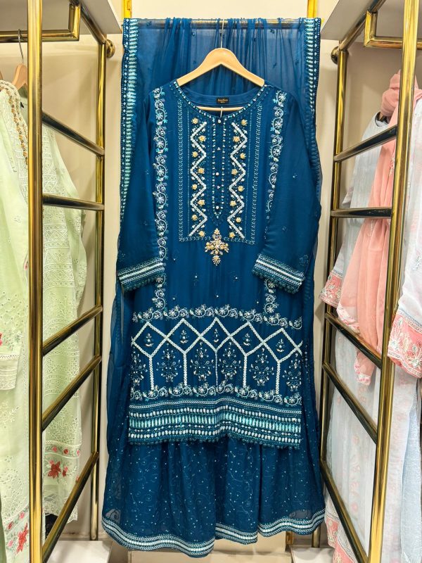*GHARARA COLLCTION* CHIFFON 3 PIECE WITH GHARARA PANT* - Image 16