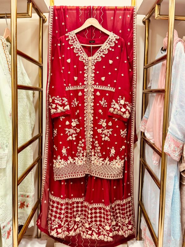 *GHARARA COLLCTION* CHIFFON 3 PIECE WITH GHARARA PANT* - Image 18