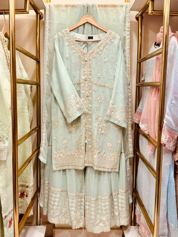 *GHARARA COLLCTION* CHIFFON 3 PIECE WITH GHARARA PANT* - Image 19