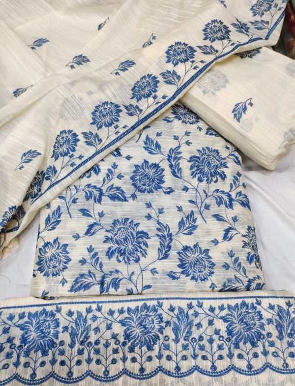 Bareeze design Acchi Tarah fabrics best quality*Contrast emb full jal dupata  2side shirt boder 3pice suit - Image 3