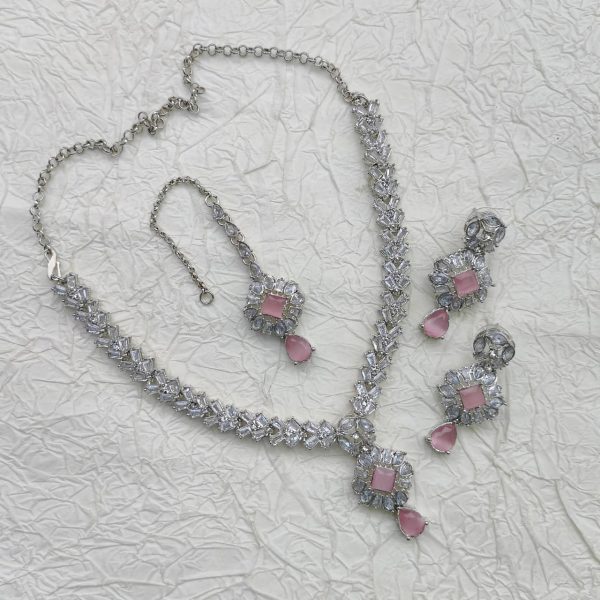 Semi Gemstone Sparkling Necklace Set - Image 5