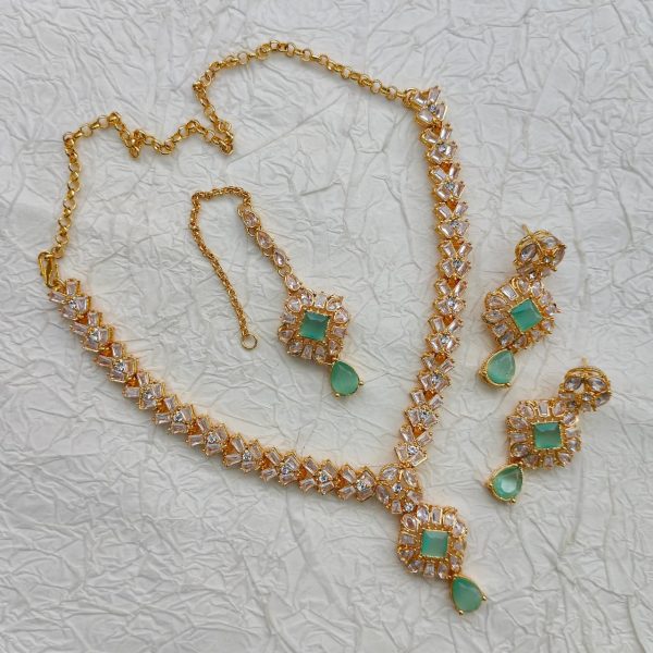 Semi Gemstone Sparkling Necklace Set - Image 4