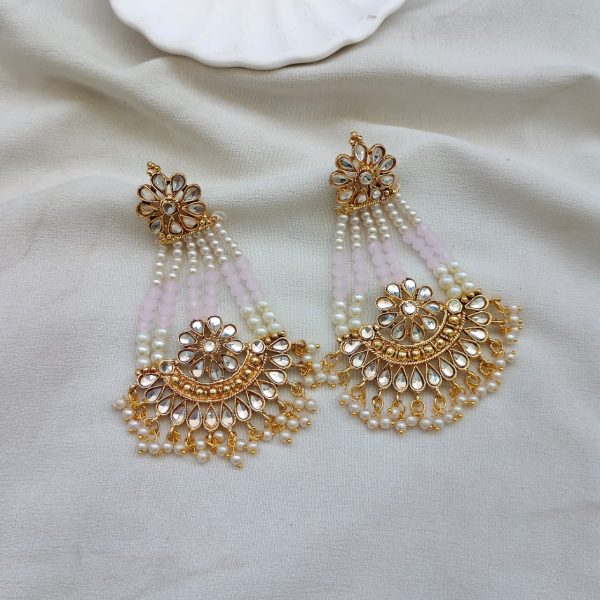 Elegant Kundan Passa Earrings With Pearl Work - Image 6