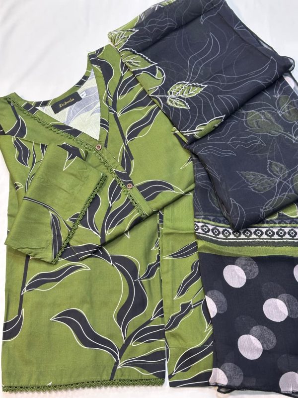 LINEN WITH BAMBER CHIFFON DUPATTA - Image 3