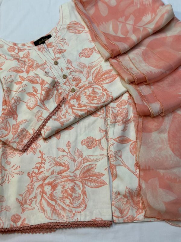 LINEN WITH BAMBER CHIFFON DUPATTA - Image 5