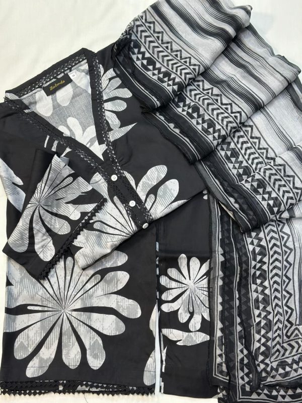 LINEN WITH BAMBER CHIFFON DUPATTA