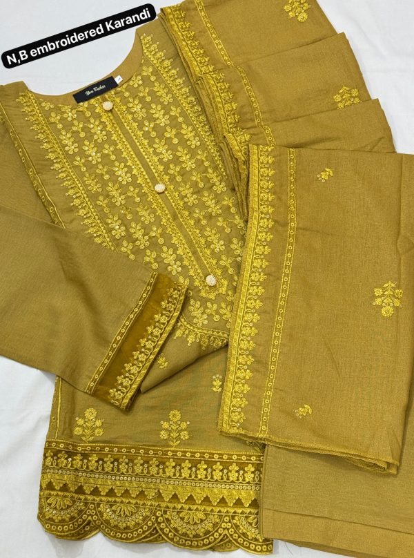 Nau Bahar Embroidered Karandi 3-Pc Stitched. - Image 2