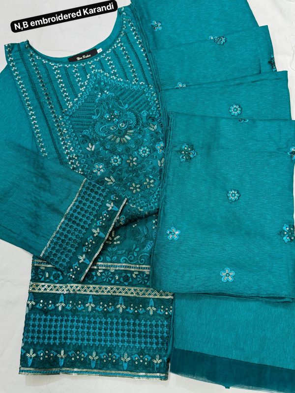 Nau Bahar Embroidered Karandi 3-Pc Stitched.